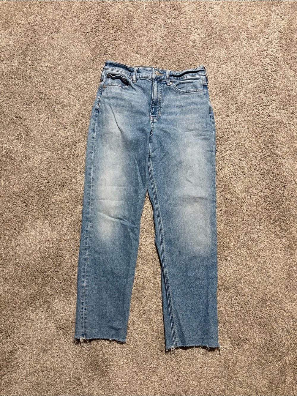 J. Crew Women's Light Blue Straight-Leg Cotton Jeans with Raw Hem